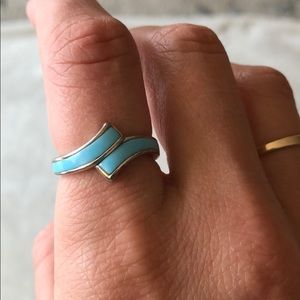 Light blue & silver wave ring